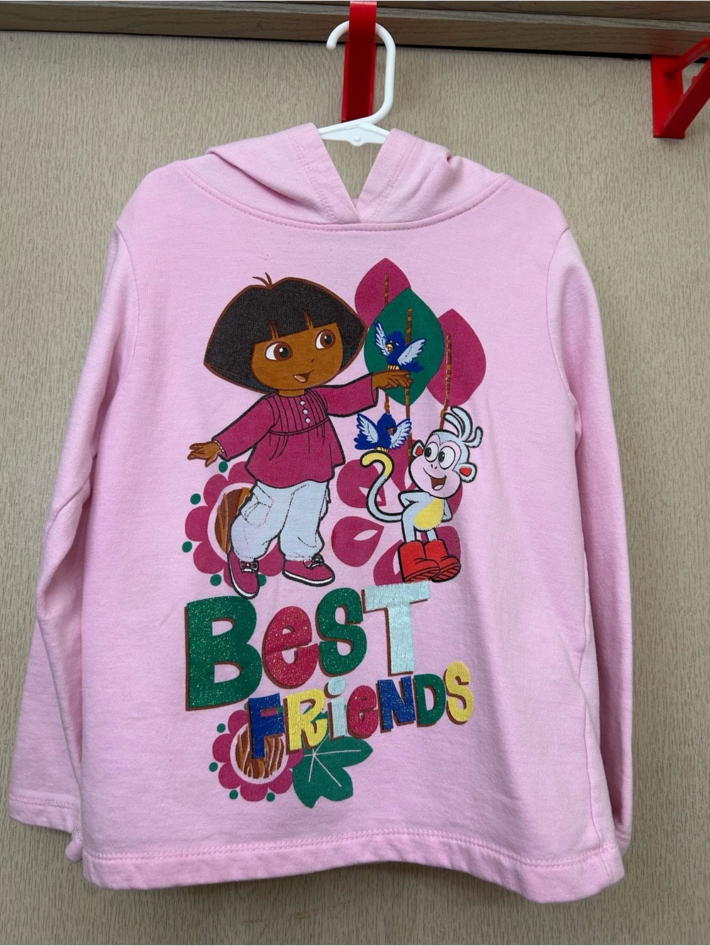 Dora the Explorer - Pink Dora and Boots Hoodie Sweater - Size 7/8 (M)